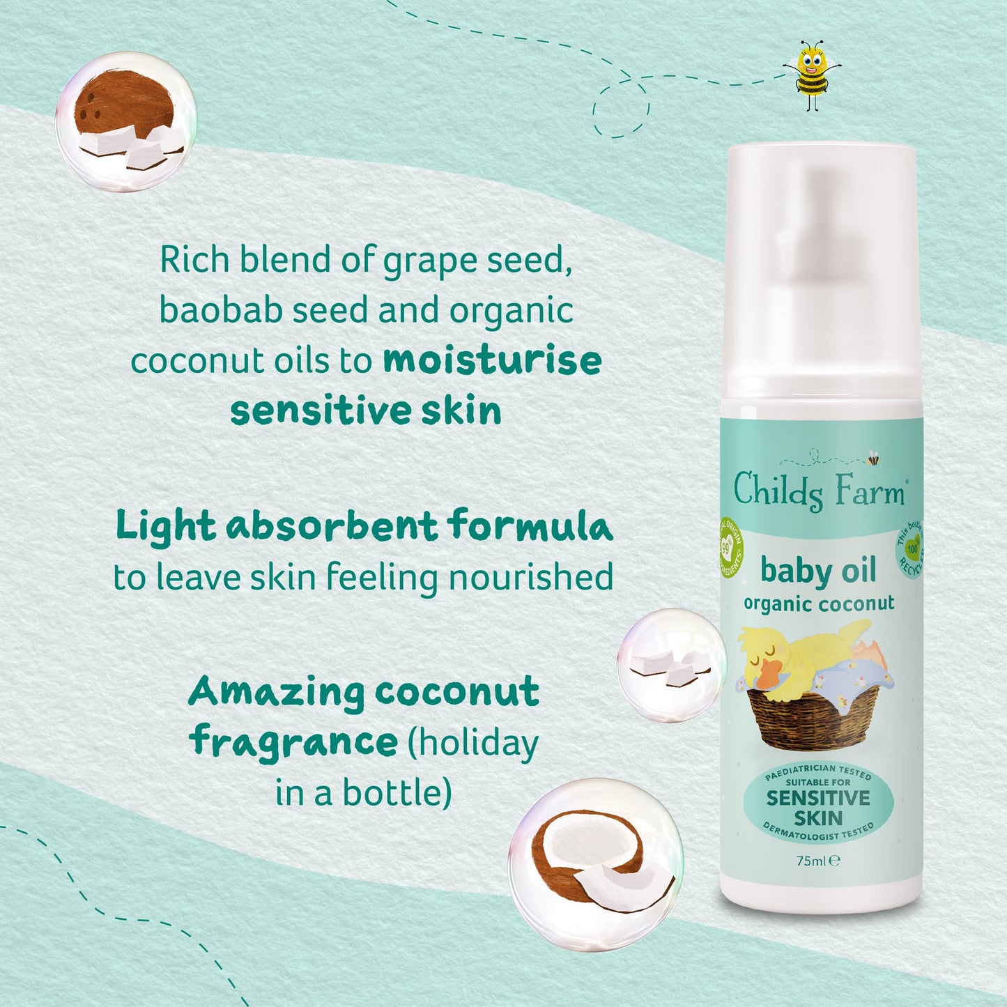 Childs Farm baby oil organic coconut