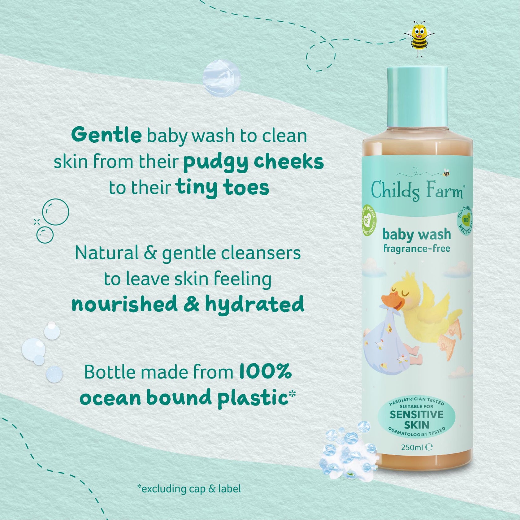 Childs Farm FragranceFree Baby Wash for Newborns and Up, Gentle