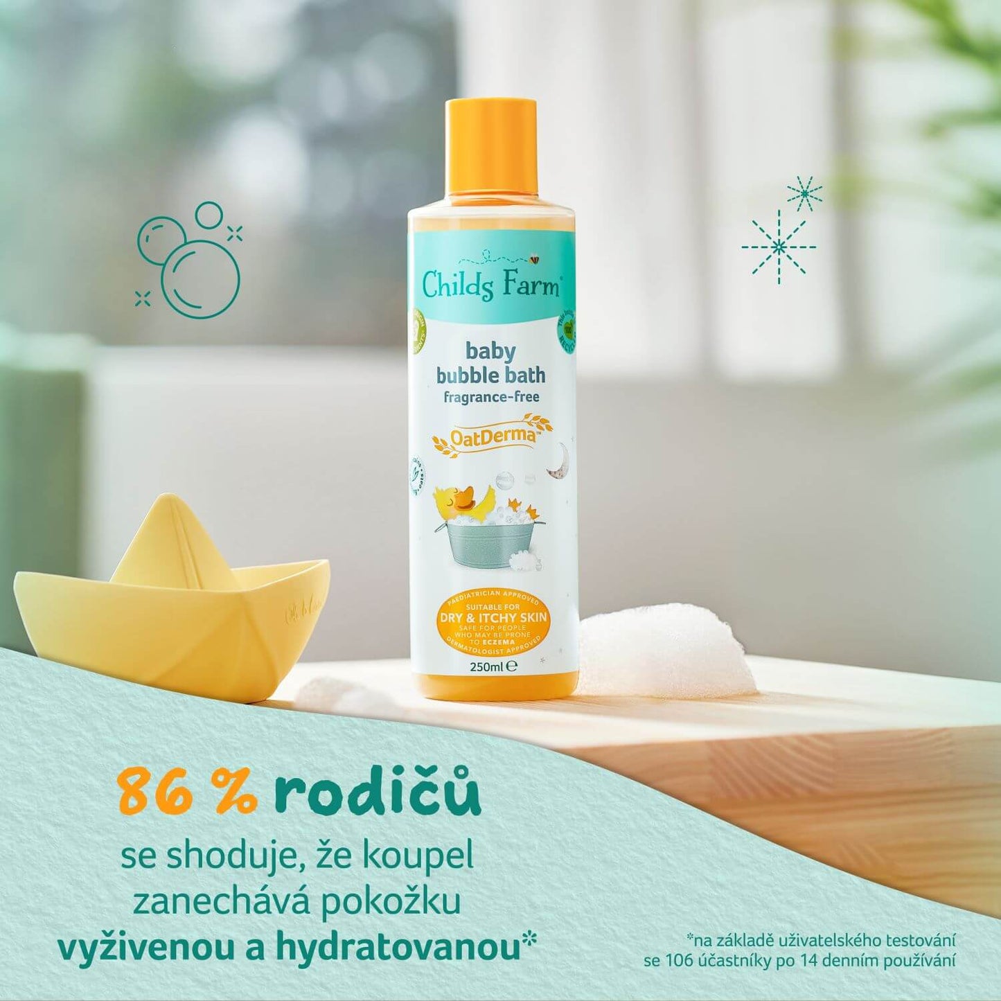 Childs Farm baby OatDerma™ bublinkový kúpeľ bez parfumácie