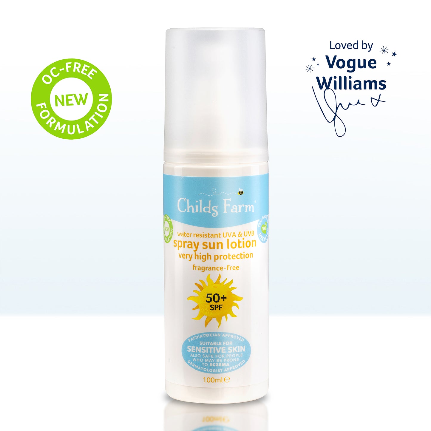 Childs Farm 50+ SPF sun lotion spray fragrance-free