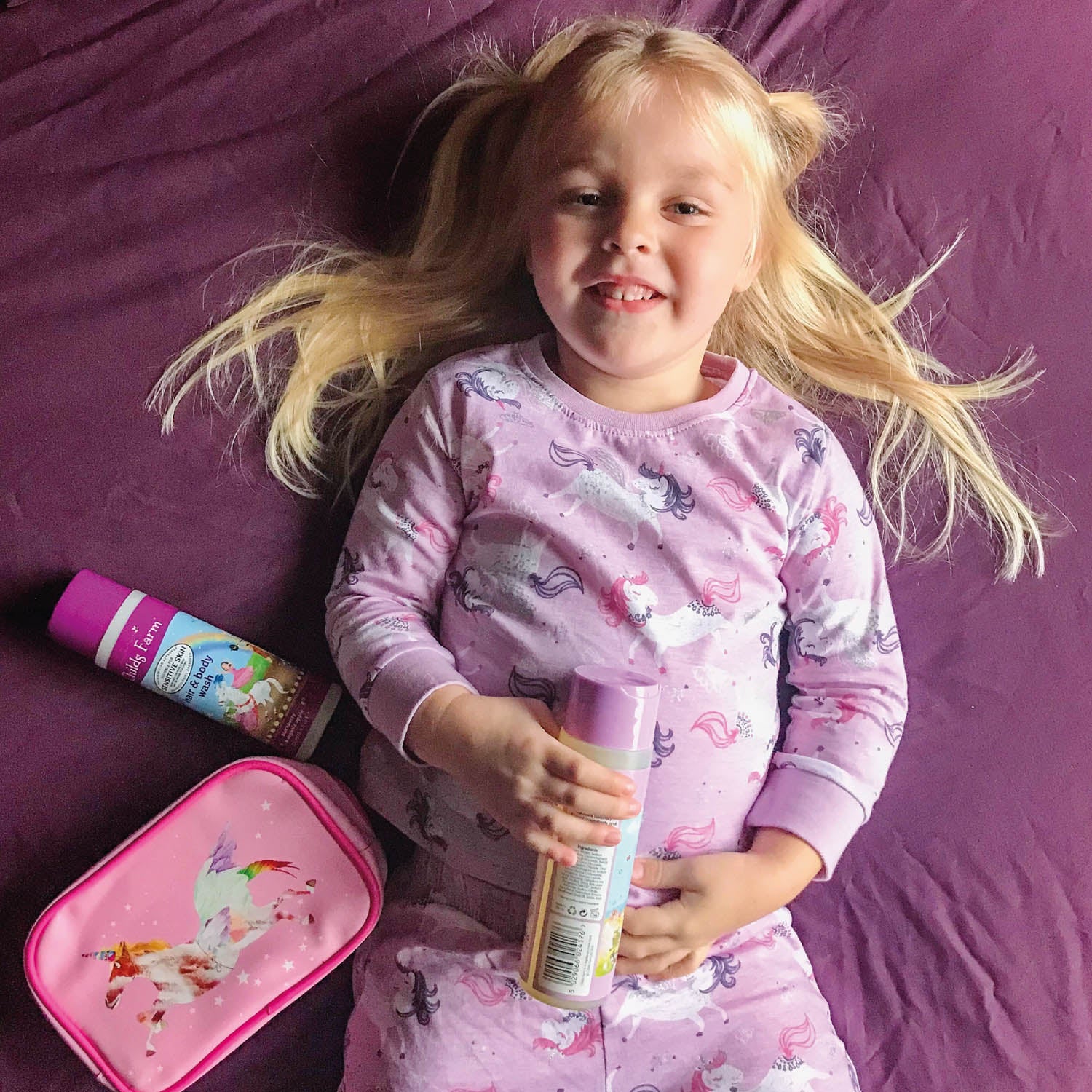 Childs Farm unicorn washbag gift set