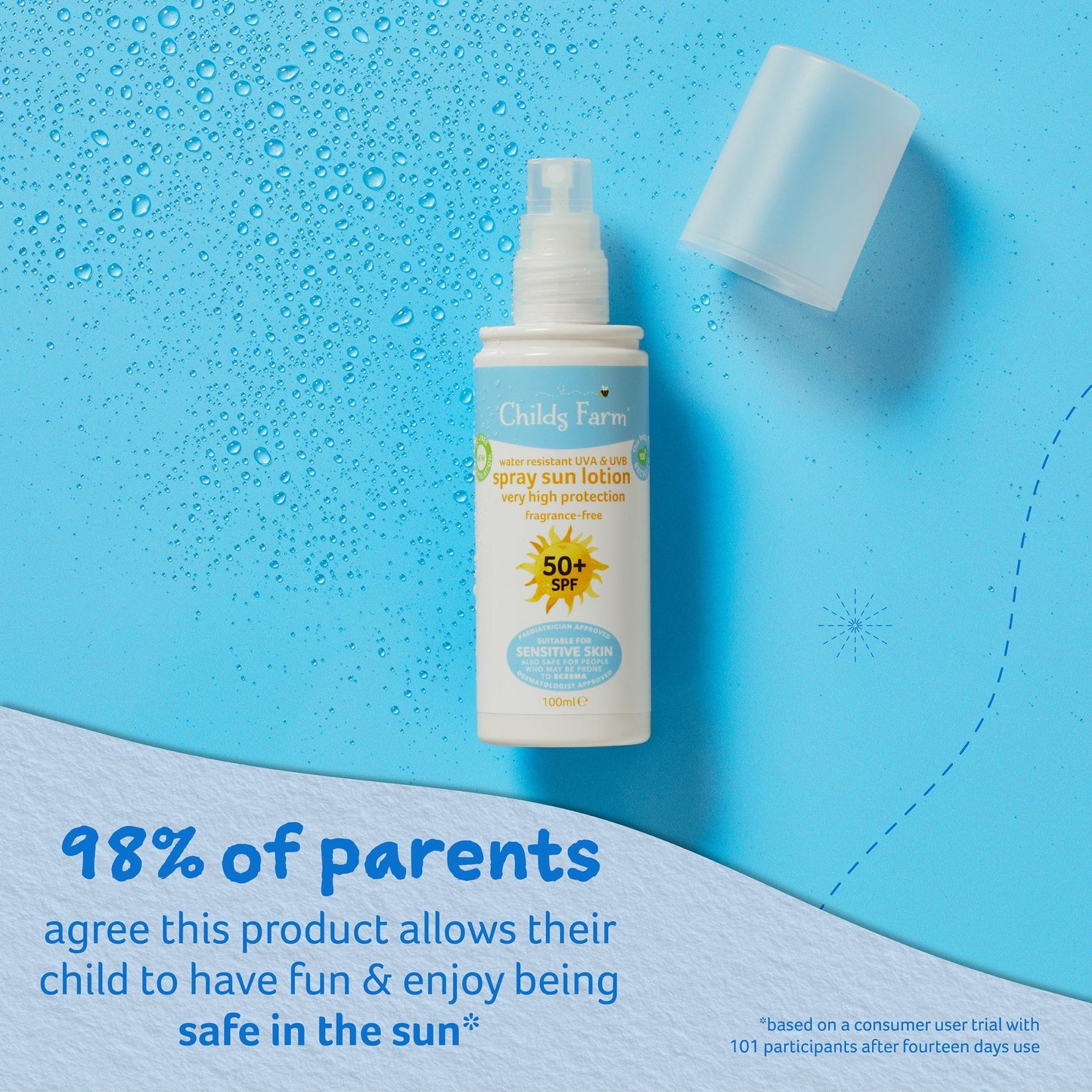 Childs Farm SPF 50+ Sun Lotion Spray for Sensitive Skin, FragranceFree