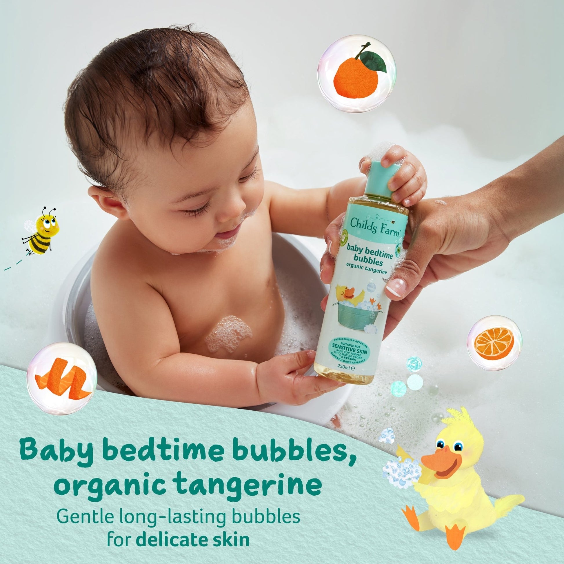 Childs Farm Baby Bedtime Bubble Bath - Newborn & Up, Organic Tangerine,  Dermatologist & Paediatrician Approved, Vegan & Cruelty-Free, Eco-Friendly  Packaging