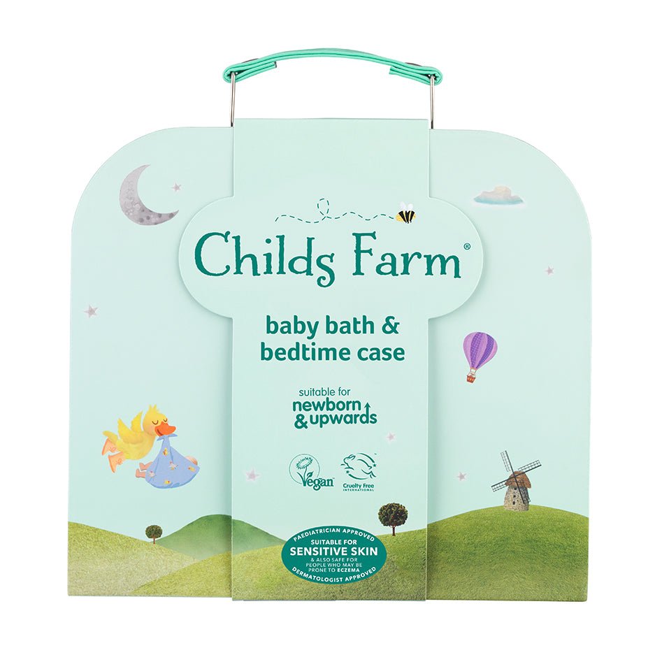 Childs Farm Baby Bedtime Suitcase Gift Set Newborn Baby Shower Present, Delicate Fragrance