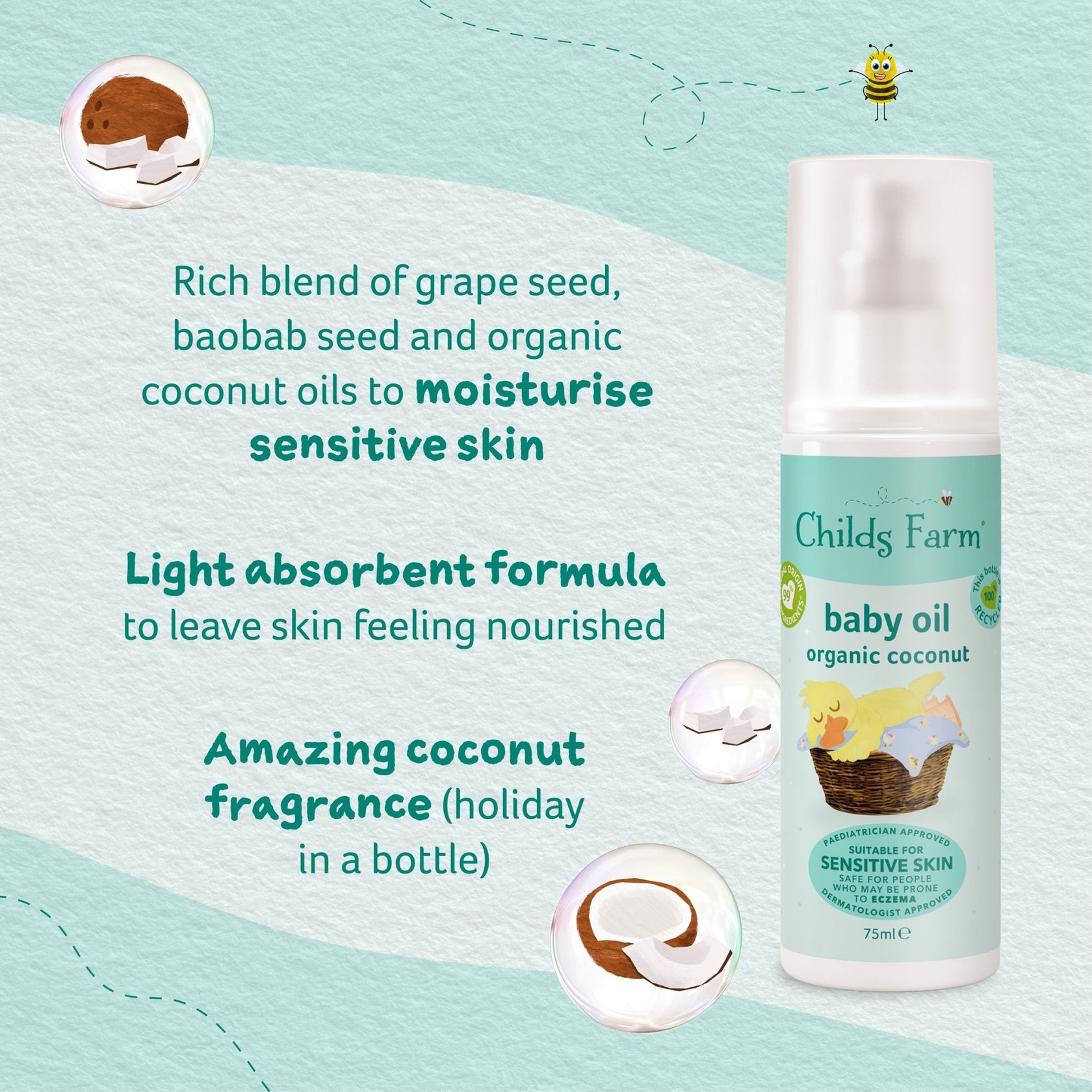 Childs Farm Baby Oil Organic Coconut for Gentle Massage