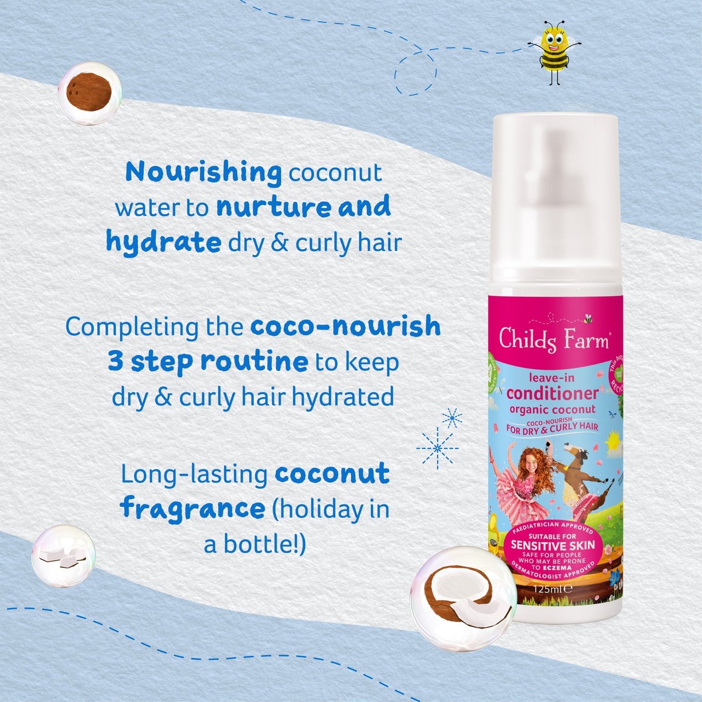 Childs Farm coco-nourish leave in conditioner organic coconut