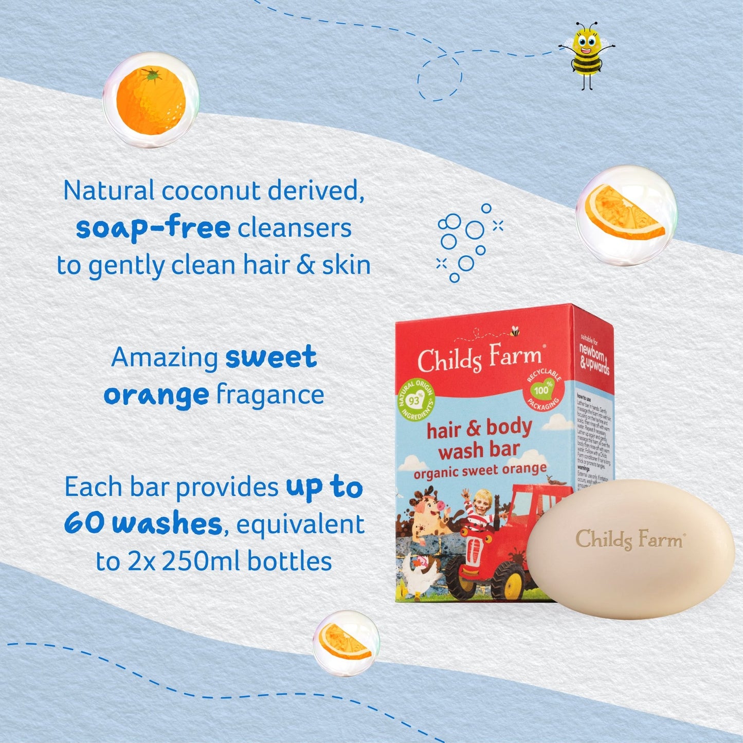 Childs Farm hair & body wash bar organic sweet orange