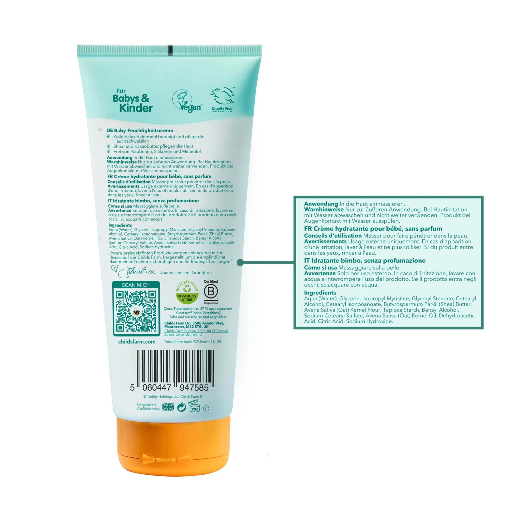 Childs Farm OatDerma™ Baby Moisturiser FragranceFree, Dermatologist