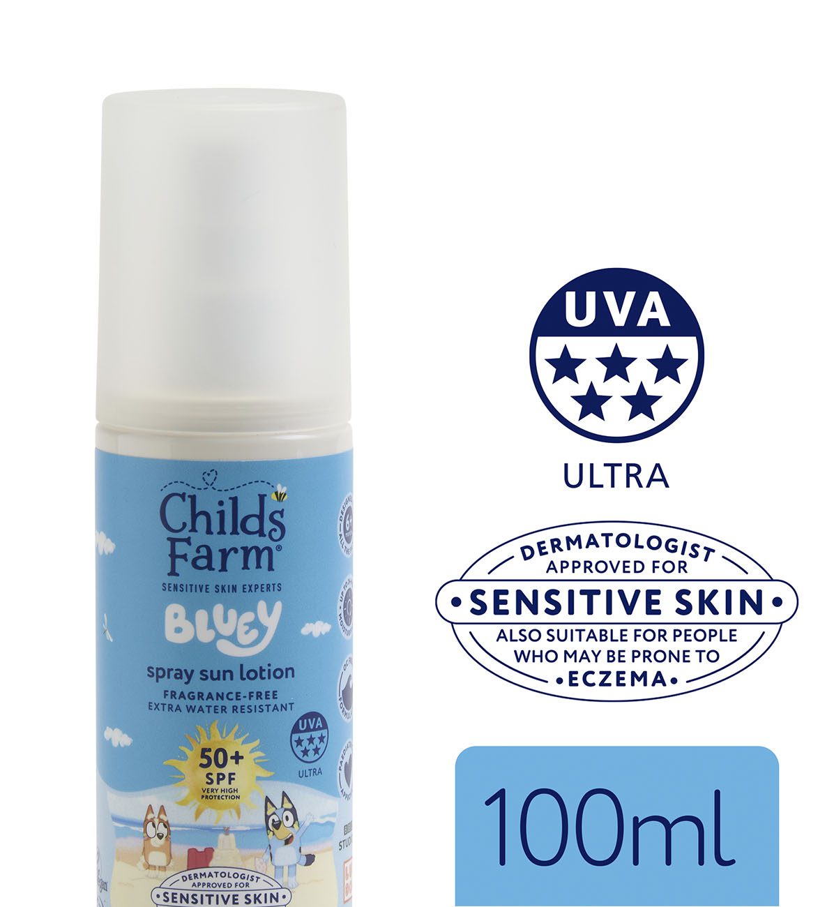 Childs Farm Bluey SPF50+ Sun Spray Fragrance-Free 100ml - Image 9