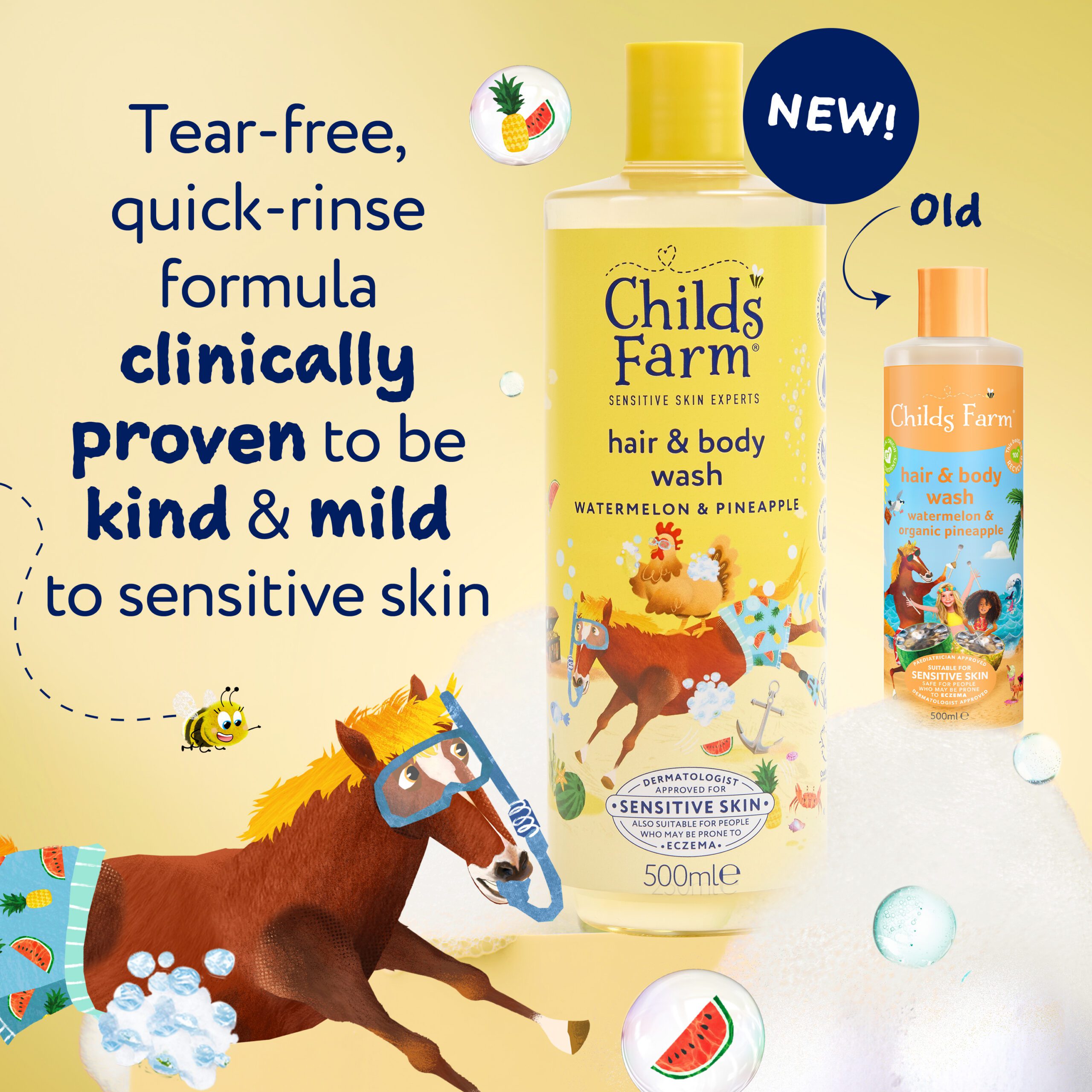 Childs Farm Hair & Body Wash, Watermelon & Pineapple 500ml - Image 2