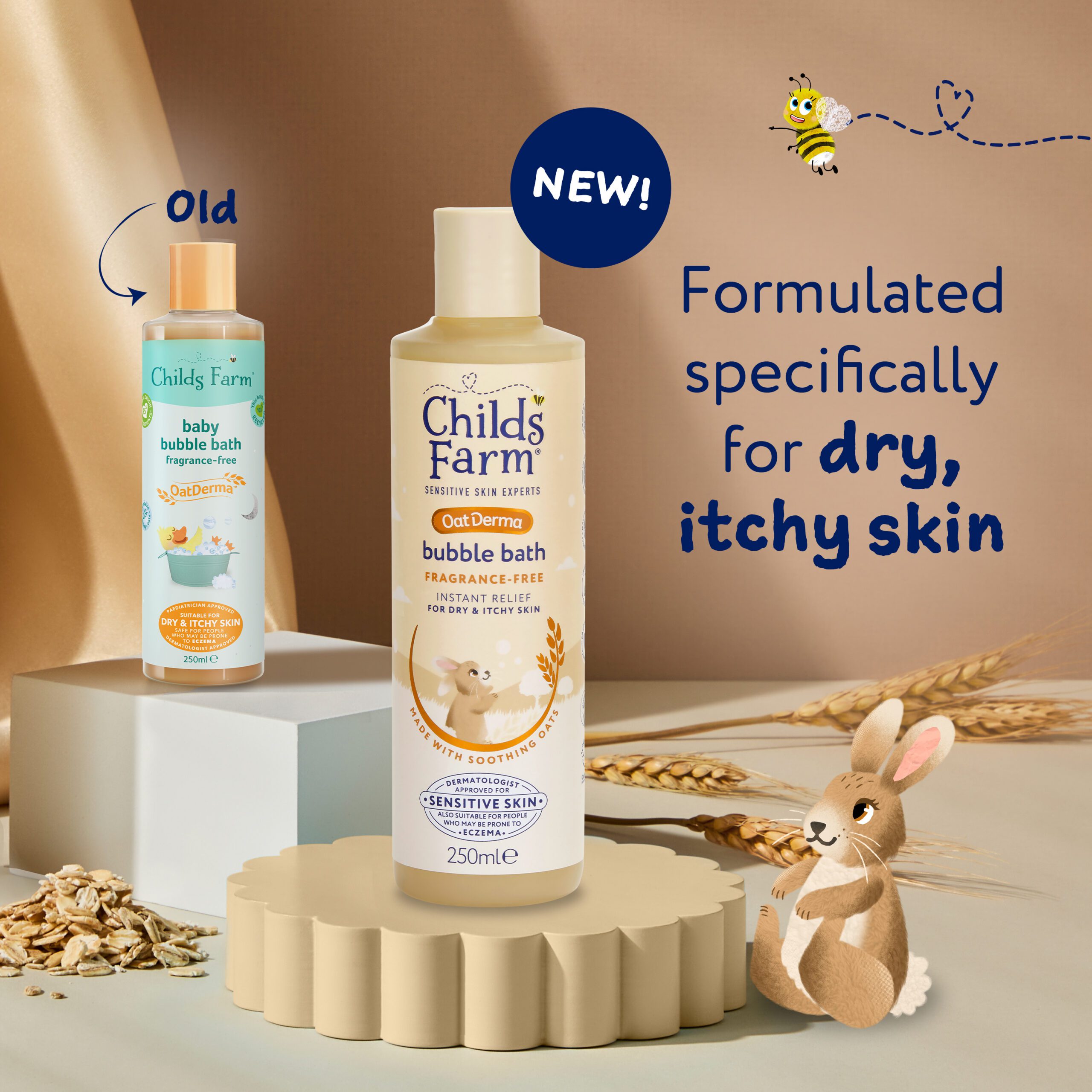 OatDerma Bubble Bath, fragrance free, 250ml - Image 3