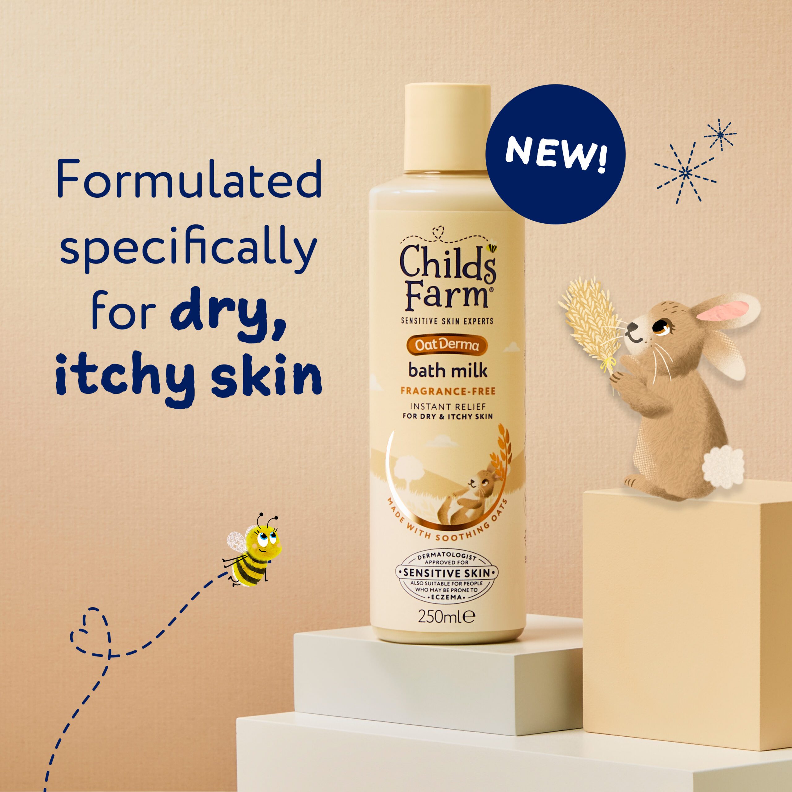OatDerma Bath Milk, fragrance free, 250ml - Image 3